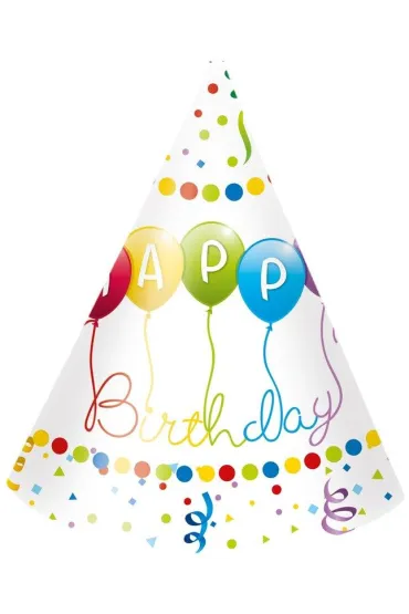 Godan Czapeczki papierowe Happy Birthday Streamers 6 szt.