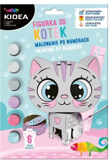 Malowanie po numerach - Figurka 3D Kotek Derform