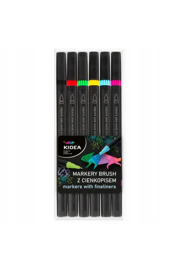 Derform Markery Brush z cienkopisem 6 szt.