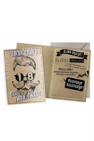 Kukartka Karnet Urodziny vintage 18 Zacny Panie