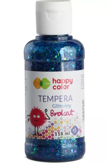 Happy Color Farba tempera brokatowa, niebieska, 118 ml