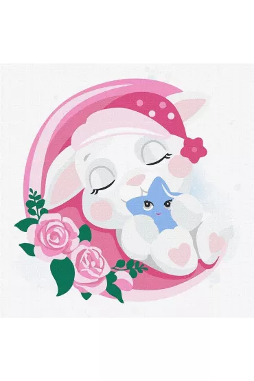 Malowanie po numerach - �pi�cy kr�liczek 30x30cm Ideyka