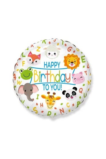 Balon foliowy Happy Birthday zwierz�tka 45cm