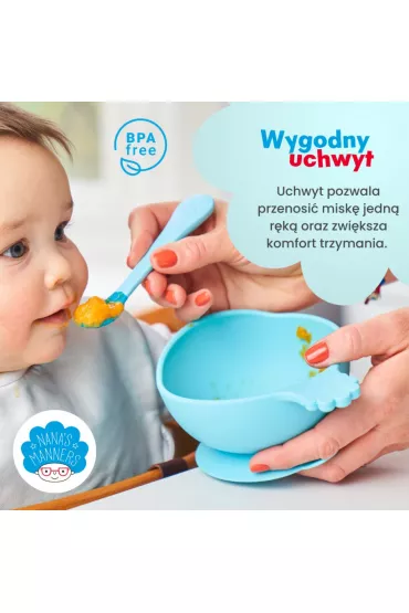 Nana`s Manners Etap 1, Miska silikonowa z przyssawk� i uchwytem, niebieska