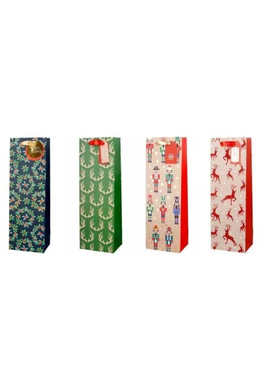 incood. Torba bo�onarodzeniowa na butelk� 12x36cm renifery dziadki