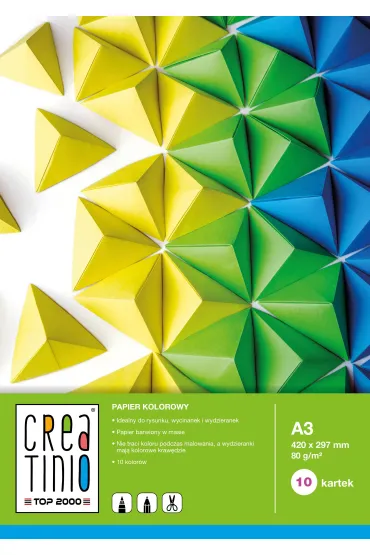 Top-2000 Papier kolorowy Creatino A3 80g 10 kartek