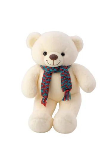 Mi� pluszowy bia�y w kolorowym szaliku 55cm LeanToys