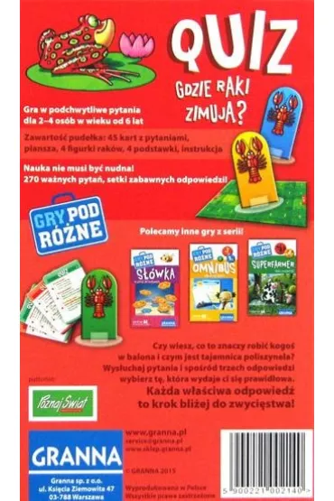 Quiz. Gdzie raki zimuj? Gry podrne Granna