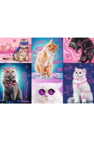 Puzzle 1000 el. Neon Color Line. Super koty Trefl