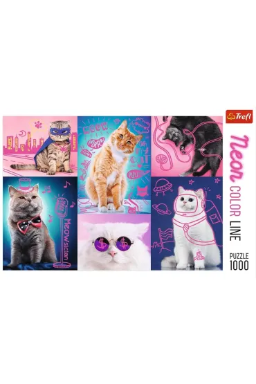 Puzzle 1000 el. Neon Color Line. Super koty Trefl