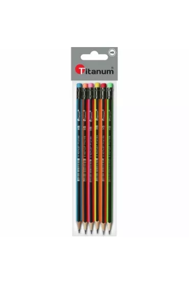 Titanum O��wek z gumk� HB Neon 6 szt.