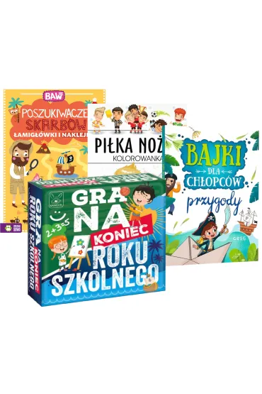 Pakiet Pi�ka no�na kolorowanka, Bajki dla ch�opc�w. Przygody, Gra na koniec roku szkolnego, Baw si�. Poszukiwacze skarb�w. �amig��wki i naklejki