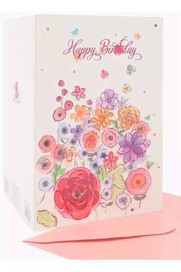 Fresh Karnet B6 z�ocony Urodziny kwiaty