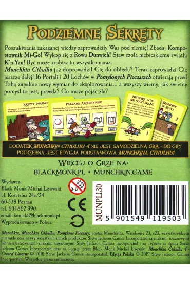 Munchkin Cthulhu 4. Pomylone Pieczary Black Monk - Steve Jackson
