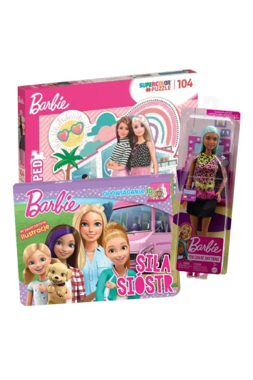 Pakiet: Barbie. Opowiadania 3D. Si�a si�str. Ksi��ka pop-up, Puzzle 104 el. Wyj�tkowa kolekcja Barbie, Barbie Kariera. Lalka Makija�ystka