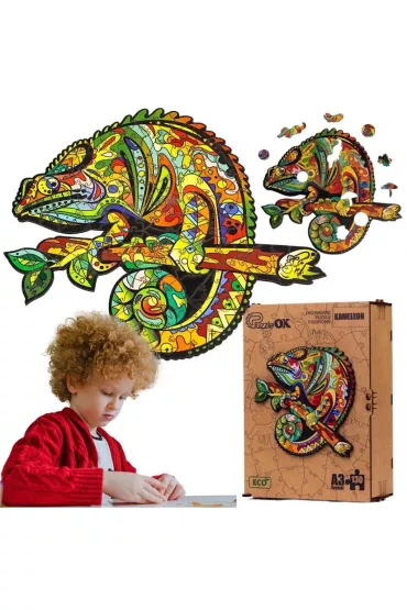 Puzzle drewniane eko 130 el. Kameleon A3 Maksik
