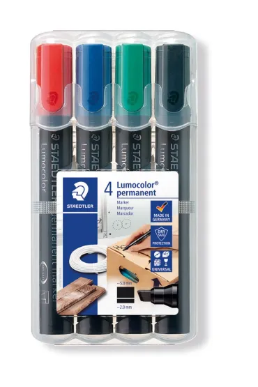 Staedtler Marker wodoodporny Lumocolor, �ci�ty, 4 kolory w etui