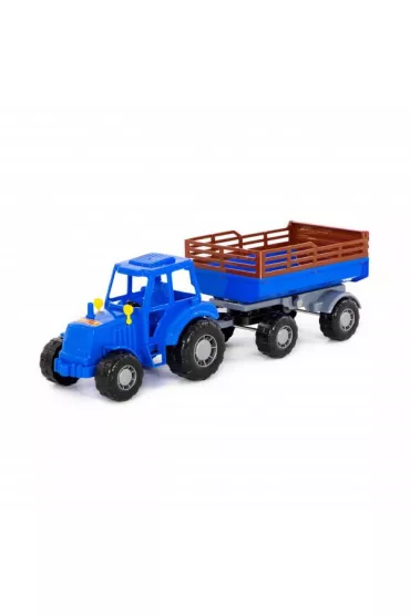 Traktor "Majster" niebieski z przyczep� nr 2 w siatce Polesie