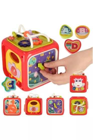 Sorter uk�adanka kostka sensoryczna klocki edukacyjne Montessori 6w1