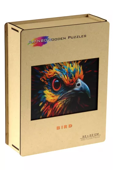 Puzzle drewniane kolorowe - Ptak Eureka 3D