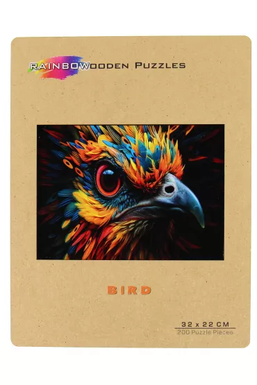 Puzzle drewniane kolorowe - Ptak Eureka 3D