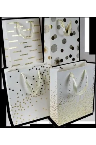 Polkart Torebka prezentowa M, bia�o z�ota (26x32x10cm) mix