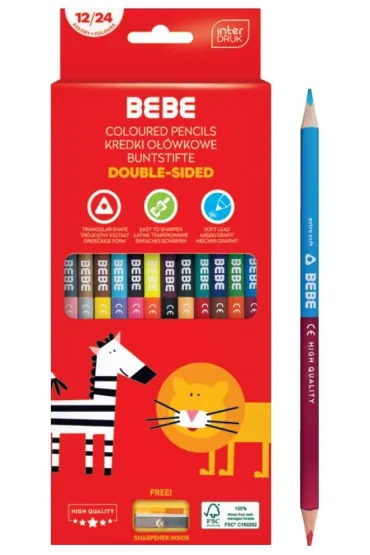 Interdruk Kredki o��wkowe z temper�wk� 12/24 BEBE Kid 12 szt.