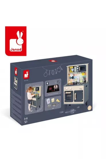 Du�a drewniana kuchnia z d�wi�kiem, �wiat�em LED i 6 akcesoriami Mozaika 3-8 lat Janod