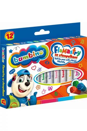 St. Majewski Flamastry Bambino ze stempelkami 12 szt.