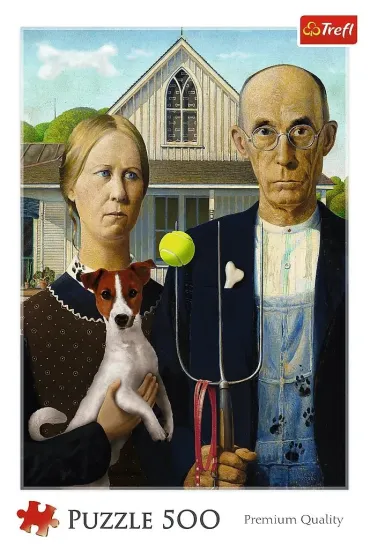 Puzzle 500 el. American Gothic: Psia Edycja Trefl