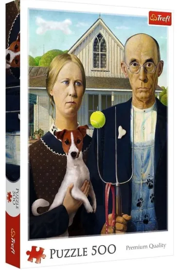 Puzzle 500 el. American Gothic: Psia Edycja Trefl