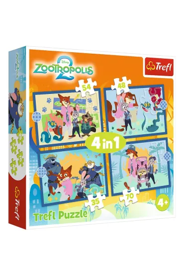 Puzzle 4w1 Zootopia przygody TREFL 34677  TR