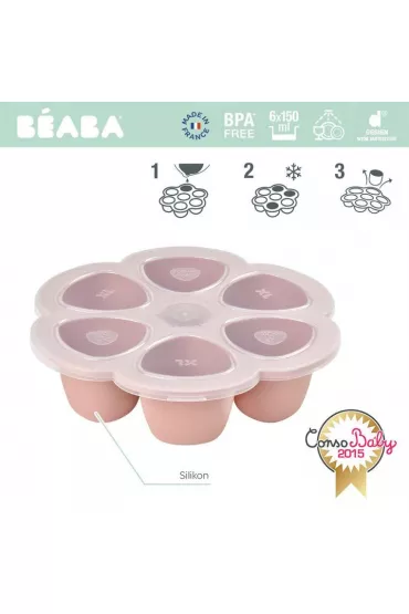 Beaba Silikonowy pojemnik do mroenia duy Old pink 6 x 150 ml