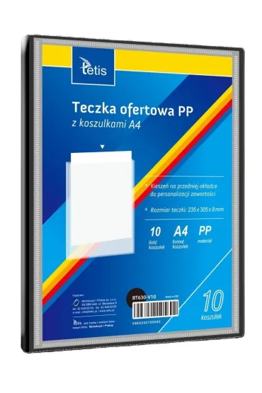 Tetis Teczka ofertowa A4 PP + 10 koszulek czarna