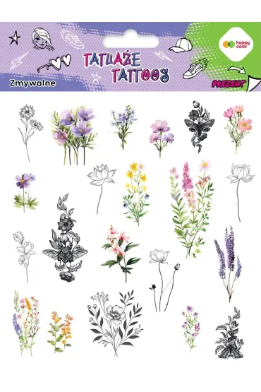 Tatua�e zmywalne Flowers HAPPY COLOR