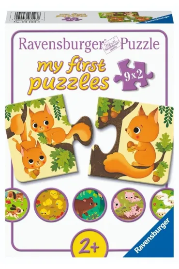 Puzzle 9x2 Animals and their babies Ravensburger
