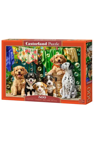 Puzzle 500 el. Puppies, Laundry and Bird Antics Castorland
