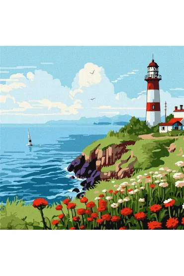 Ideyka Malowanie po numerach - Latarnia morska na horyzoncie 30x30cm