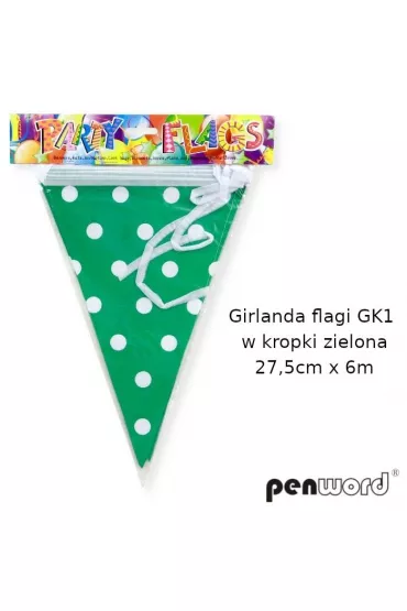 Penword Girlanda flagi w kropki zielona 27.5cmx6m