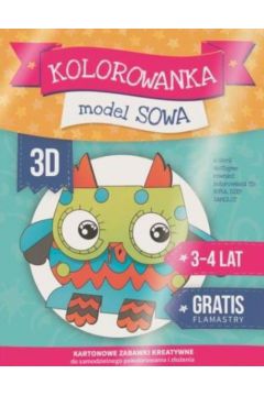 Kolorowanka 3D Model Sowa + flamastry