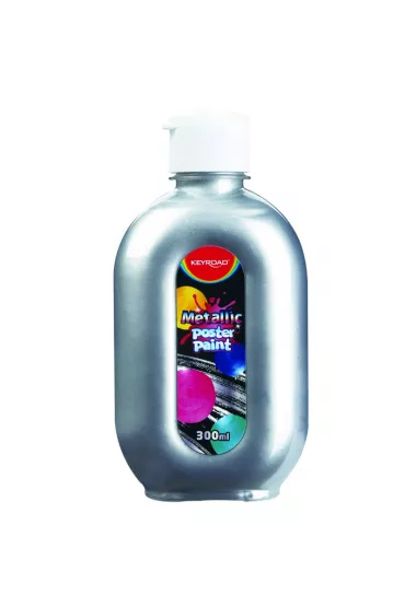 Farba plakatowa 300ml KEYROAD metaliczna srebrna 300 ml