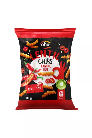 Oho! Chipsy z czerwonej soczewicy o smaku flaming hot 100 g
