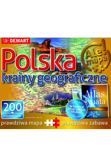 Atlas + Puzzle 200 el. Polska krainy geograficzne Demart