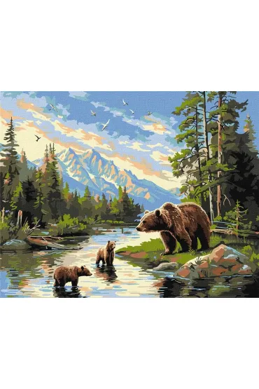 Ideyka Malowanie po numerach - Nied�wiedzica i mi�ki 40x50cm