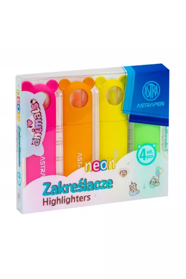 Zakre�lacze z �apkami Astrapen Animals Neon 4 szt.
