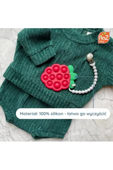 RazBaby Pop it gryzak silikonowy Soczysta Malina zabawka sensoryczna dla niemowl�t