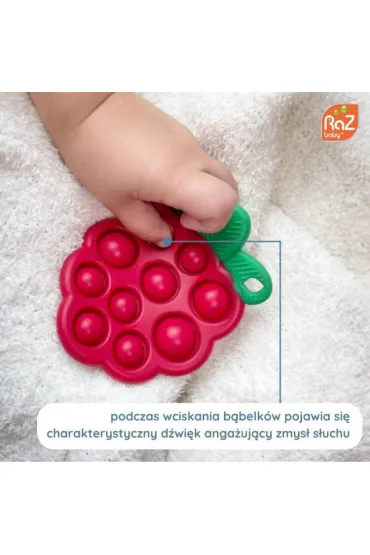 RazBaby Pop it gryzak silikonowy Soczysta Malina zabawka sensoryczna dla niemowl�t