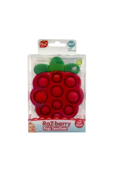 RazBaby Pop it gryzak silikonowy Soczysta Malina zabawka sensoryczna dla niemowl�t
