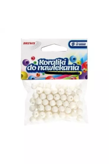 Brewis Koraliki do nawlekania + sznurek bia�e 8mm, 16g