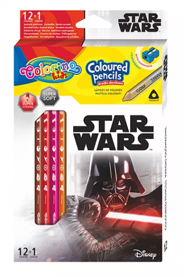 Patio Kredki o��wkowe tr�jk�tne Colorino Kids + temper�wka Star Wars 13 szt.